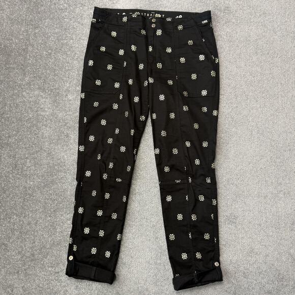 White House Black Market Pants - White House Black Market Pants Womens 8 Long Straight Crop Gold Metallic Print